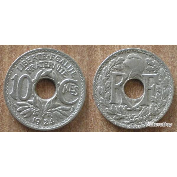 France 10 Centimes 1924 Piece Lindauer Franc