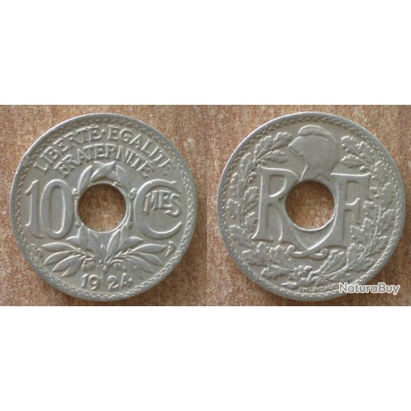 France 10 Centimes 1924 Piece Lindauer Franc