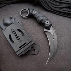 couteau karambit avec étui kydex acier D2 tactique custom combat survie #0086