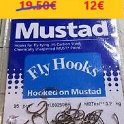 LOT DE 5 PAQUETS de 25 Hameçons  Mustad 80250BR SHRIMP CADDIS Fly Tying Hooks Size 16