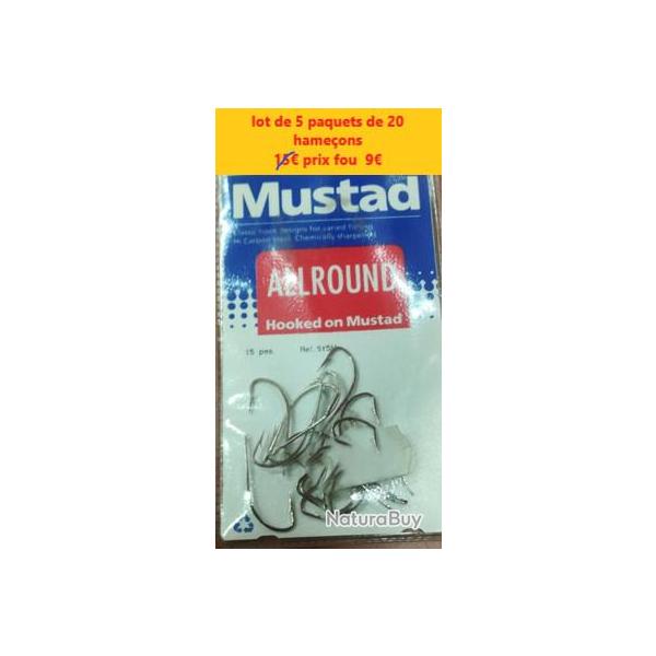 LOT DE 5 PAQUETS de 20 Hameons  Mustad serie crystal forged allround taille 6