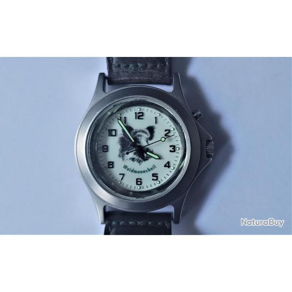 GREINER - Montre de chasse -  Motif tte Sanglier -N 1205-Cadran clairant fonctionnel - Pile neuve