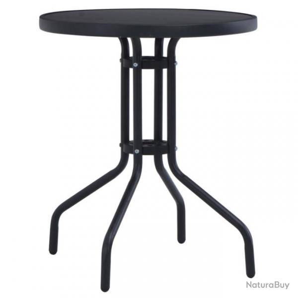 Table de jardin Noir 80 cm Acier et verre