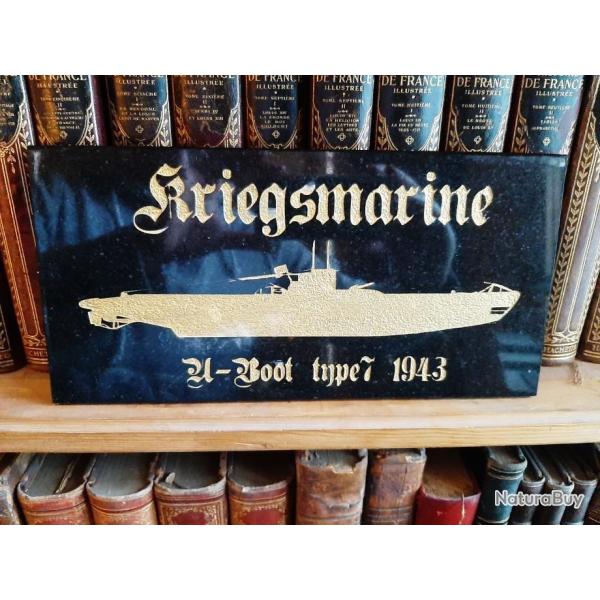 Bloc de pierre noire grave Kriegsmarine U Boot