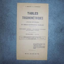 TABLES TRIGONOMETRIQUES DELAGRAVE 1974