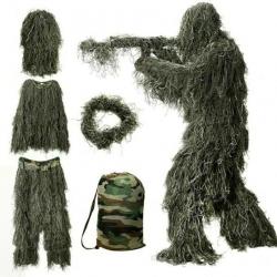 Tenue Camouflage Ghillie Complète Chasse / Airsoft / Affut + Camouflage Fusil OFFERT !