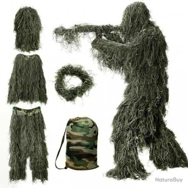 Tenue Camouflage Ghillie Complte Chasse / Airsoft / Affut + Camouflage Fusil OFFERT !