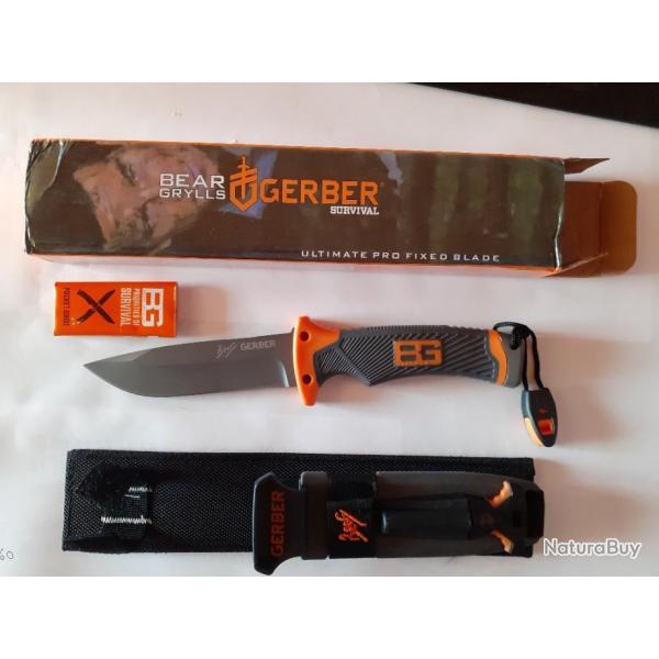 Couteau Gerber Bear Grylls Ultimate Pro Knife Survie Camping Randonne Chasse Scout