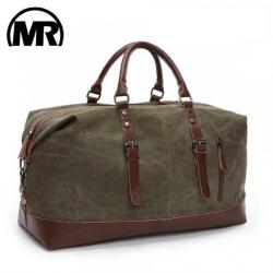 Sac de Voyage MR Cuir et Toile Vintage Bagagerie Vacance Camping Chasse