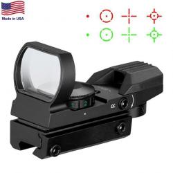 Lunette Viseur Holographique Point Rouge Vert 4 Réticules Lumineux