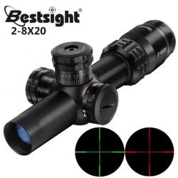 Lunette Viseur BESTSIGHT 2-8x20 Lumineuse + Colliers OFFERTS Chasse