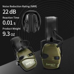 CASQUE TIR ANTI BRUIT ACTIF ELECTRONIQUE Protection Auditive NRR 22 dB