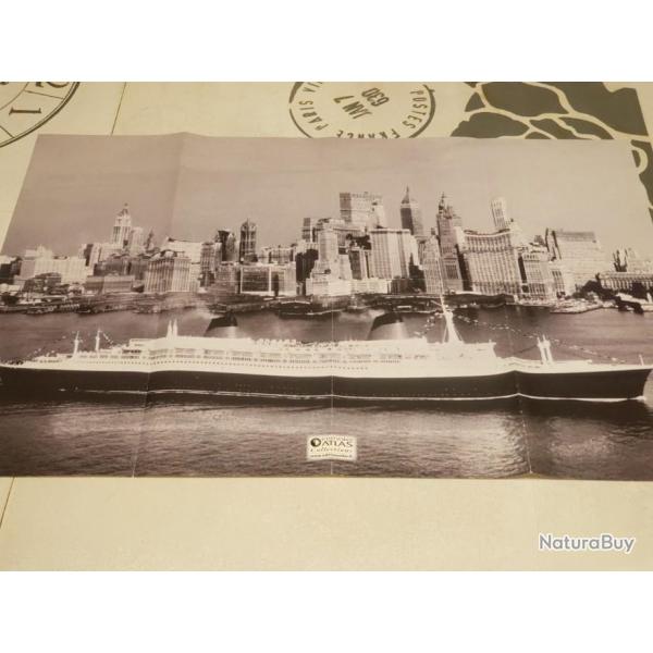 PAQUEBOT LE FRANCE EN POSTER  NOIR ET BLANC des Editions Atlas 60 cm x 40 cm