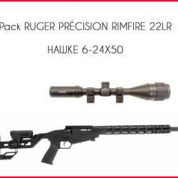 Pack RUGER PRÉCISION RIMFIRE 22LR HAWKE 6-24X50 