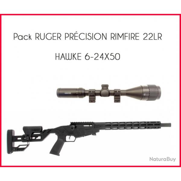 Pack RUGER PRCISION RIMFIRE 22LR HAWKE 6-24X50 