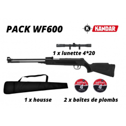 Pack carabine à plombs Kandar Cal 4.5 mm (WF600) + plombs + lunette + housse 17 joules