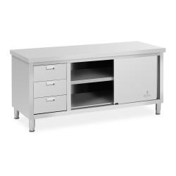 Meuble bas en acier inoxydable 180 x 70 x 85 cm capacit&eacute; de 600 kg 3 tiroirs professionnel 14_00050