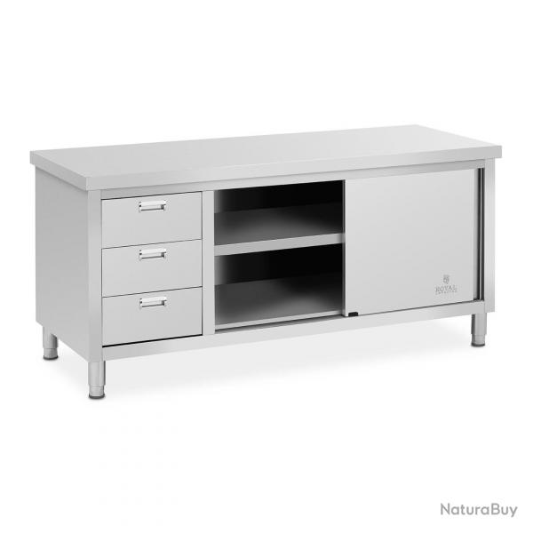 Meuble bas en acier inoxydable 180 x 70 x 85 cm capacit de 600 kg 3 tiroirs professionnel 14_00050
