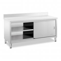 Meuble bas en acier inoxydable plan de travail cuisine armoire avec portes coulissantes avec dosser