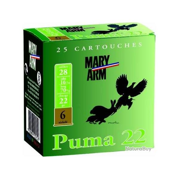 MARY ARM Cartouches de chasse Puma 22 par boite de 25 28 70 22g