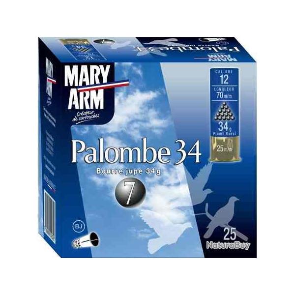 MARY ARM Cartouches de chasse Palombe - par boite de 25  12  / 70  34g - 7