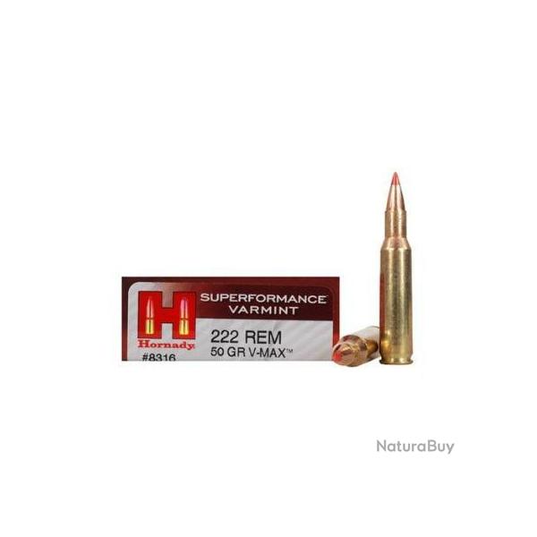 HORNADY Balles de chasse V-max - par boite de 20  222 REMINGTON   50Gr