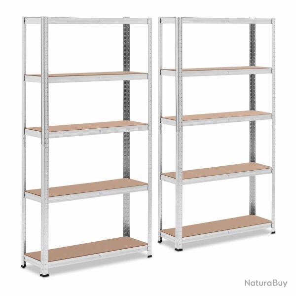 Lot de 2 tagres charge lourde 90 x 30 x 180 cm supporte 5 x 175 kg robuste garage atelier outils