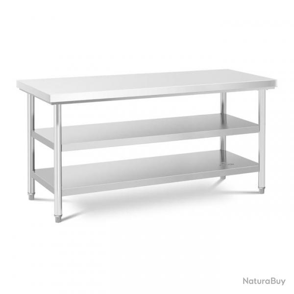 Table de travail acier inoxydable inox - 70 x 180 cm - 600 kg - 3 niveaux professionnel 14_0005081