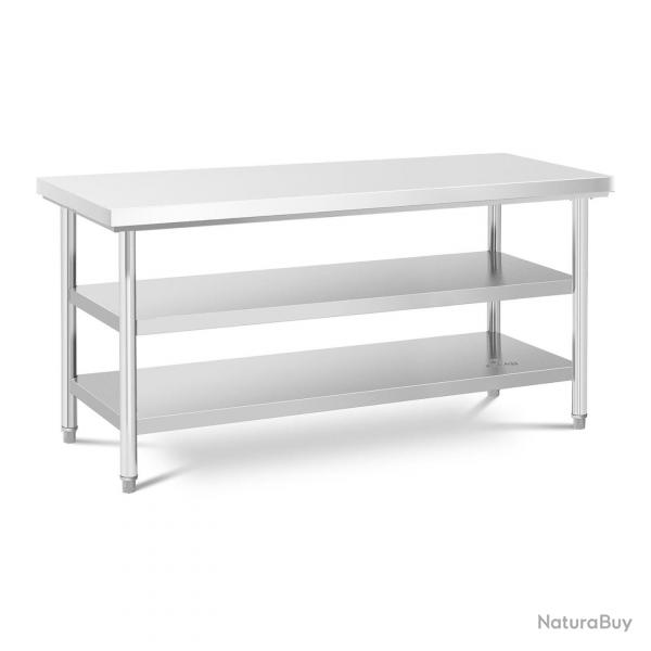 Table de travail acier inoxydable inox - 70 x 180 cm - 600 kg - 3 niveaux professionnel 14_0005081