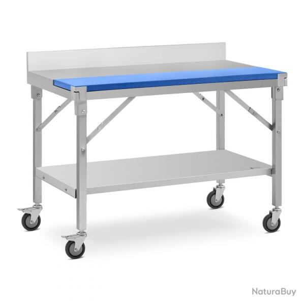 Table de travail acier inoxydable planche  dcouper : plastique - 120 x 70 cm - dosseret - capacit