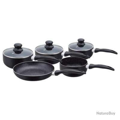 Herzberg HG-5003BK : Batterie de cuisine en marbre 8 pièces - Noir ...