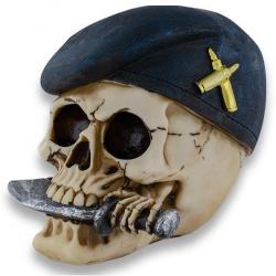 Crâne tête de mort avec  beret commando et couteau DECO