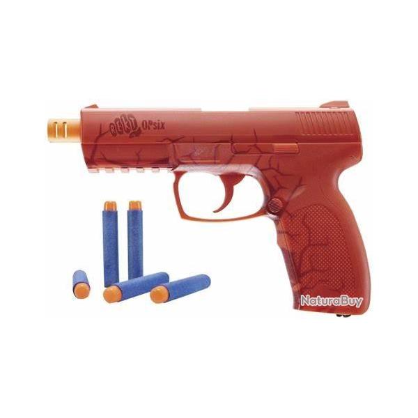 Rplique pistolet OPSIX CO2 Rouge + 6 flchettes en mousse - REKT
