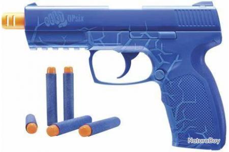 Réplique pistolet OPSIX CO2 bleu + 6 fléchettes en mousse - REKT