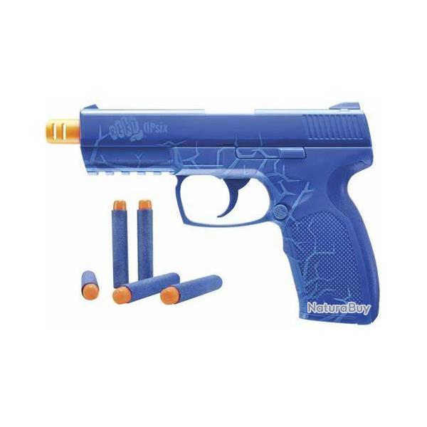 Rplique pistolet OPSIX CO2 bleu + 6 flchettes en mousse - REKT