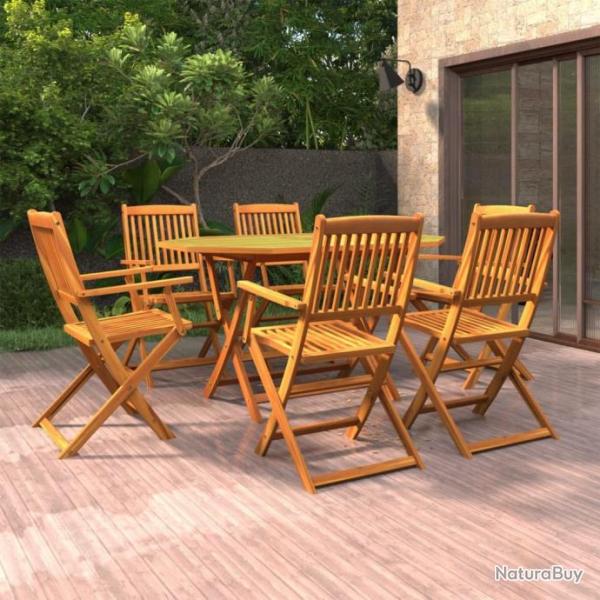 Ensemble de salle  manger de jardin 7 pcs Bois d'acacia massif