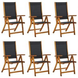 Chaises de jardin pliantes 6 pcs Bois d'acacia massif Textilène