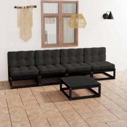 Salon de jardin 5 pcs avec coussins Bois de pin massif