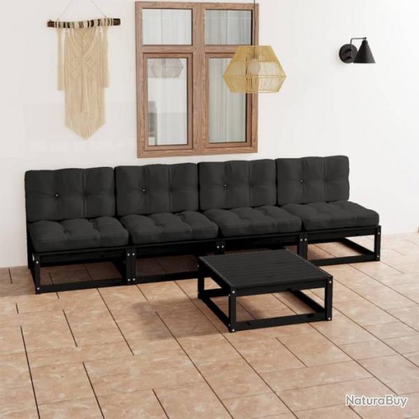 Salon de jardin 5 pcs avec coussins Bois de pin massif