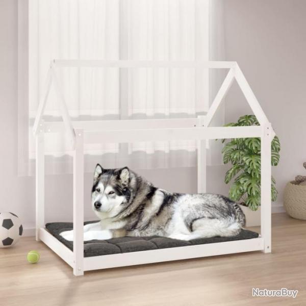 Lit pour chien Blanc 111x80x100 cm Bois de pin solide