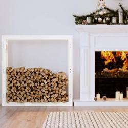 Support pour bois de chauffage Blanc 100x25x100 cm Bois de pin