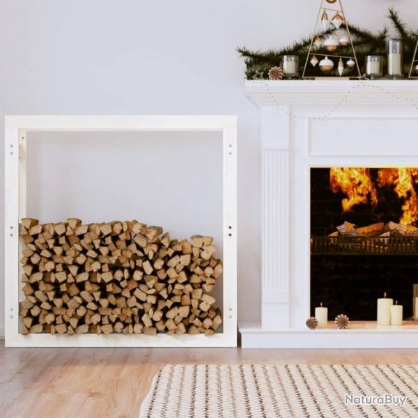 Support pour bois de chauffage Blanc 100x25x100 cm Bois de pin