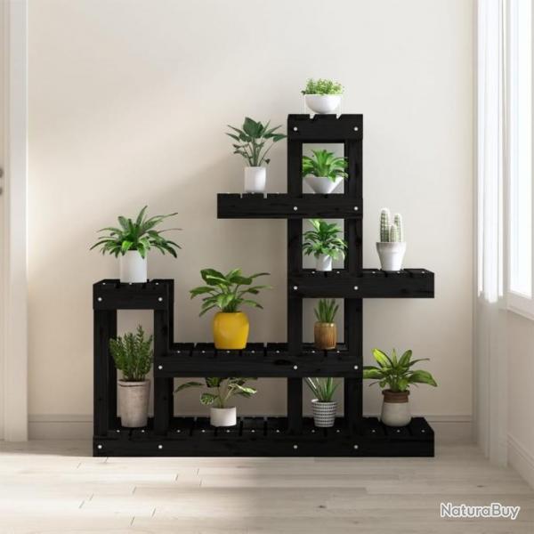 Support  plantes Noir 92x25x97 cm Bois massif de pin