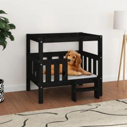 Lit pour chien Noir 75,5x63,5x70 cm Bois de pin solide