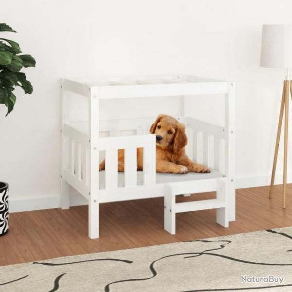 Lit pour chien Blanc 75,5x63,5x70 cm Bois de pin solide