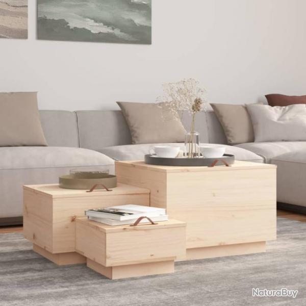 Botes de rangement avec couvercles 3 pcs Bois massif de pin