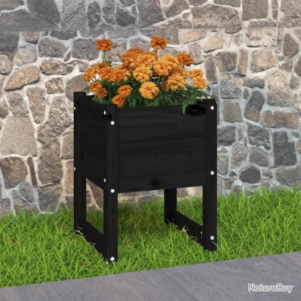 Jardinire Noir 40x40x52,5 cm Bois massif de pin