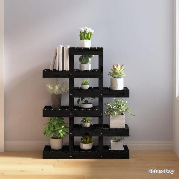 Support  plantes Noir 85x25x109,5 cm Bois massif de pin