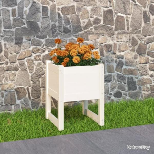 Jardinire Blanc 40x40x52,5 cm Bois massif de pin