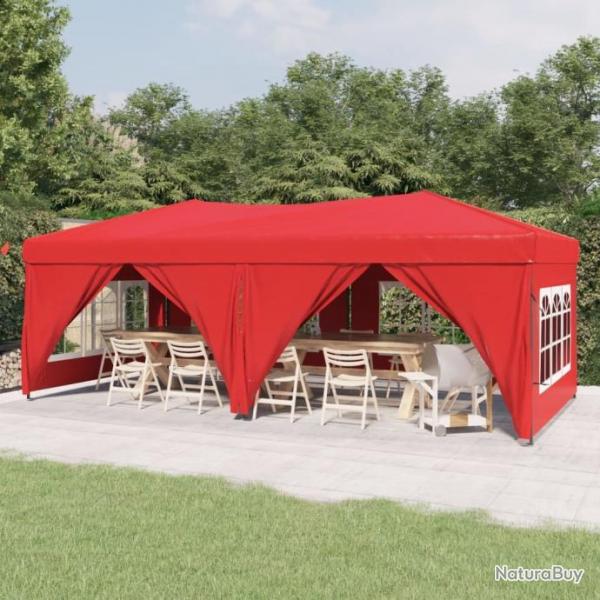 Tente de rception pliable avec parois Rouge 3x6 m